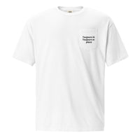 T-Shirt Blanc à Manches Courtes avec Poche - Coton Ring-Spun Teint en Pièce